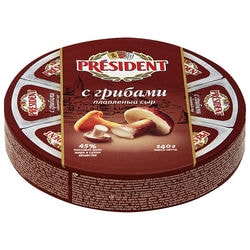 Плавленые сырки President, 140 г. 45% Грибы круг